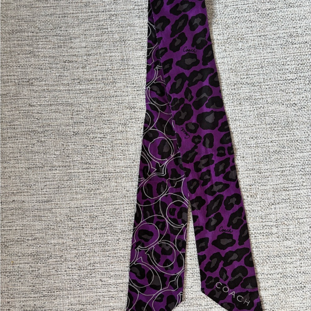 Coach Purple Leopard Print Tie